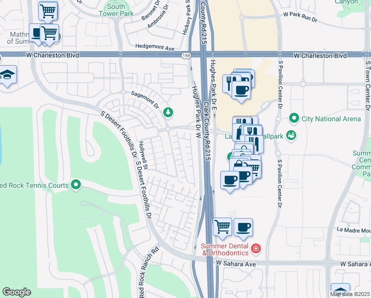 map of restaurants, bars, coffee shops, grocery stores, and more near 11221 Shasta Ridge Court in Las Vegas