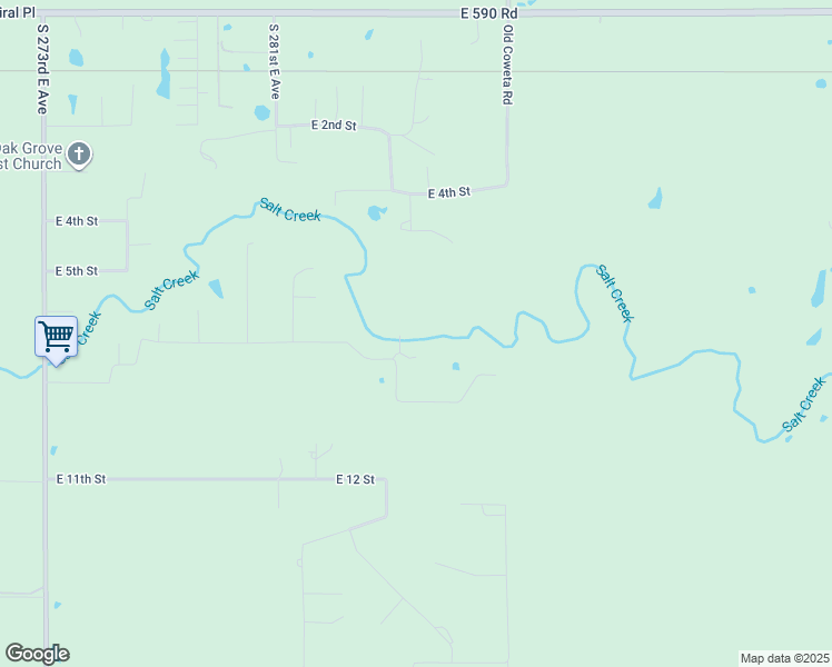 map of restaurants, bars, coffee shops, grocery stores, and more near 28281 East 6th Place in Catoosa