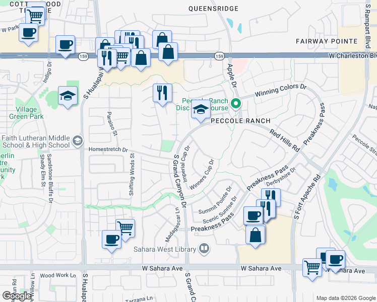 map of restaurants, bars, coffee shops, grocery stores, and more near 1528 Imperial Cup Drive in Las Vegas