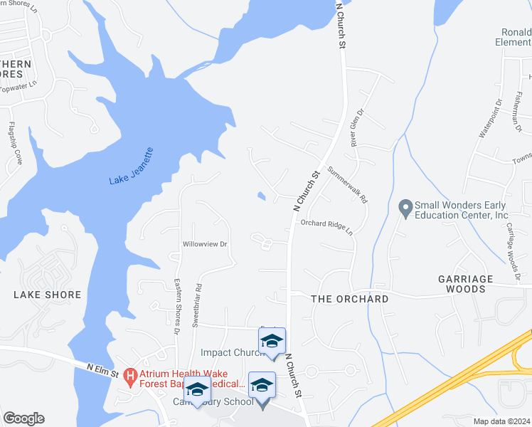 map of restaurants, bars, coffee shops, grocery stores, and more near 5115 North Church Street in Greensboro
