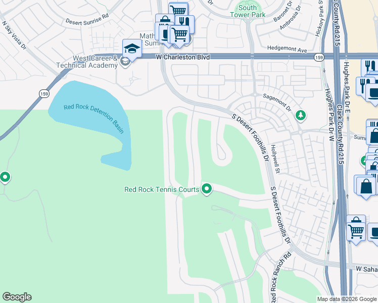 map of restaurants, bars, coffee shops, grocery stores, and more near 2057 Orchard Mist Court in Las Vegas