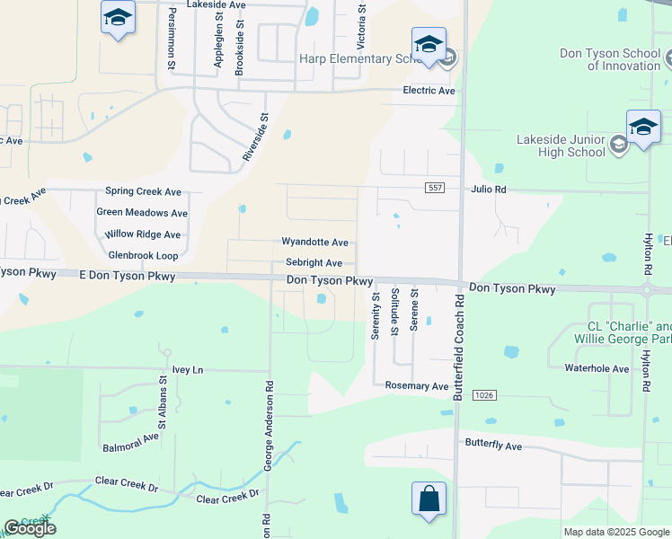 map of restaurants, bars, coffee shops, grocery stores, and more near 2807 Sebright Avenue in Springdale