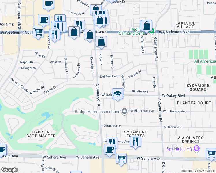 map of restaurants, bars, coffee shops, grocery stores, and more near 8505 Montago Valley Avenue in Las Vegas