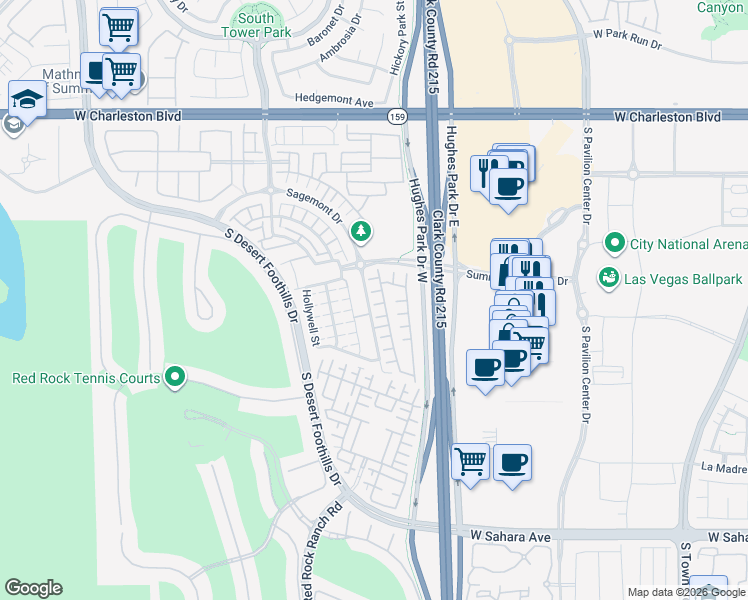 map of restaurants, bars, coffee shops, grocery stores, and more near 11242 Almador Vista Court in Las Vegas