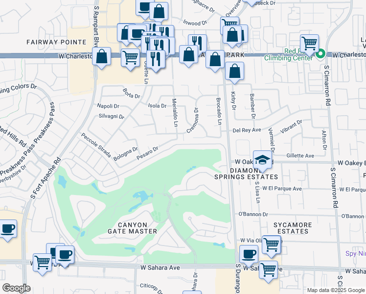 map of restaurants, bars, coffee shops, grocery stores, and more near 8649 Robinson Ridge Drive in Las Vegas