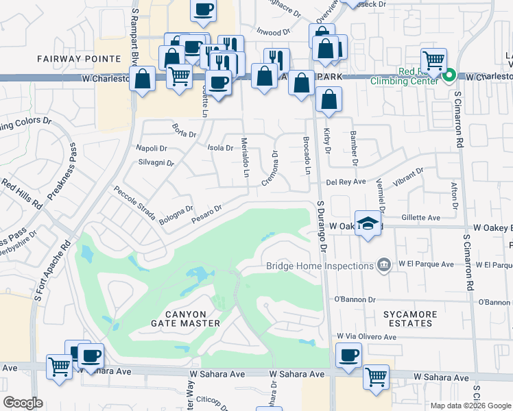 map of restaurants, bars, coffee shops, grocery stores, and more near 8649 Robinson Ridge Drive in Las Vegas