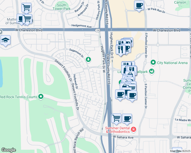 map of restaurants, bars, coffee shops, grocery stores, and more near 1858 Morro Vista Drive in Las Vegas