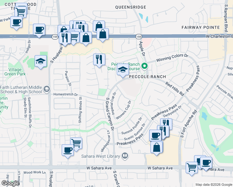 map of restaurants, bars, coffee shops, grocery stores, and more near 1520 Imperial Cup Drive in Las Vegas