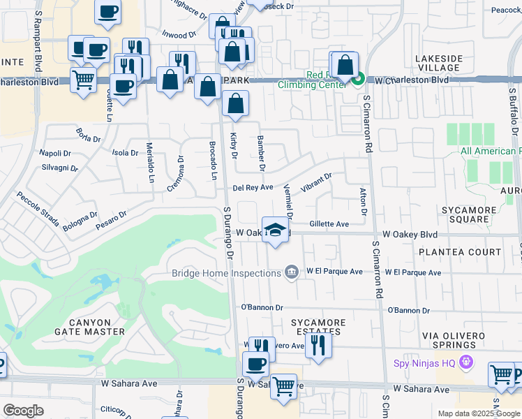 map of restaurants, bars, coffee shops, grocery stores, and more near 1612 Estrella Street in Las Vegas