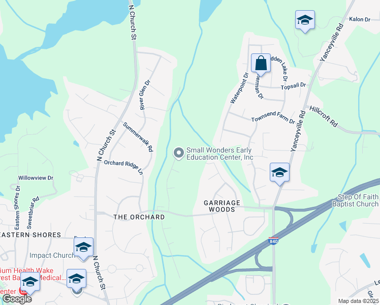 map of restaurants, bars, coffee shops, grocery stores, and more near 607 Thornberry Drive in Greensboro