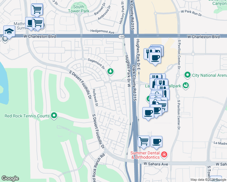 map of restaurants, bars, coffee shops, grocery stores, and more near 11245 Pismo Dunes Court in Las Vegas