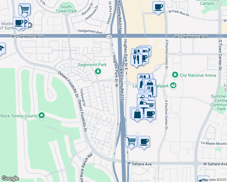 map of restaurants, bars, coffee shops, grocery stores, and more near 1850 Solvang Mill Drive in Las Vegas
