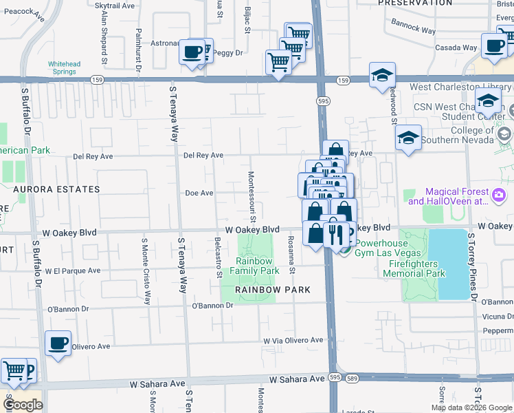 map of restaurants, bars, coffee shops, grocery stores, and more near 1622 Montessouri Street in Las Vegas