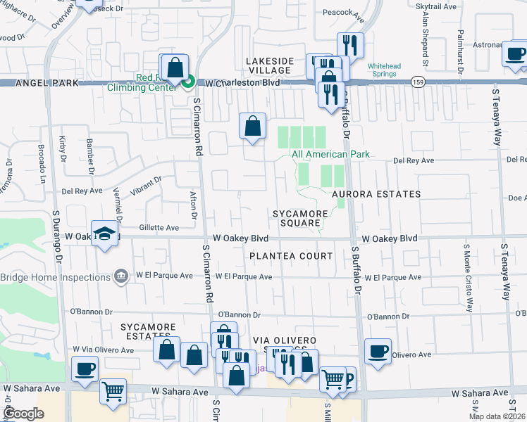 map of restaurants, bars, coffee shops, grocery stores, and more near 1621 Oval Circle in Las Vegas
