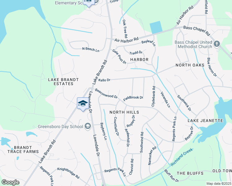 map of restaurants, bars, coffee shops, grocery stores, and more near 8 Sedley Court in Greensboro