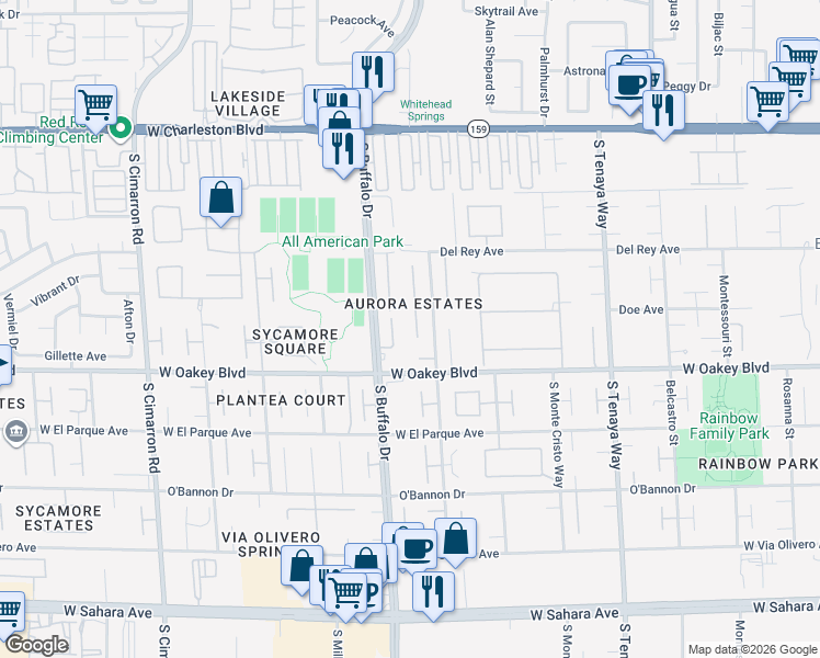 map of restaurants, bars, coffee shops, grocery stores, and more near 1617 Marbella Ridge Court in Las Vegas