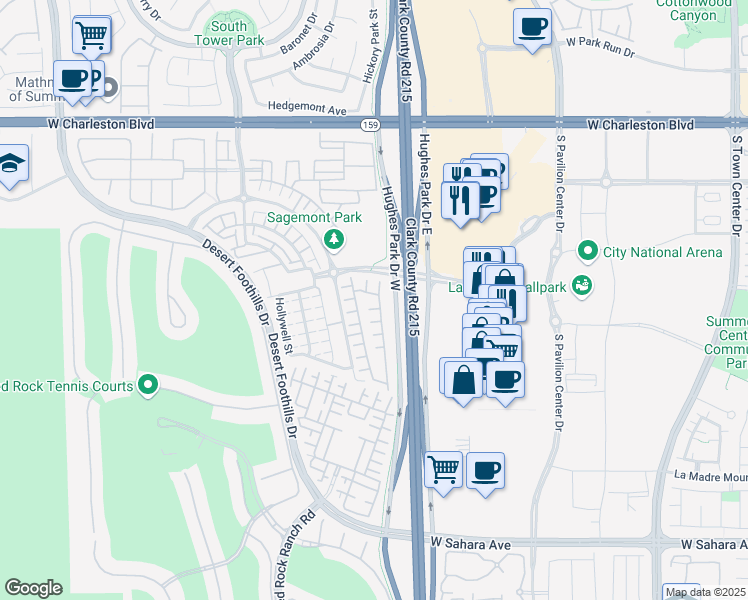 map of restaurants, bars, coffee shops, grocery stores, and more near 1830 Solvang Mill Drive in Las Vegas