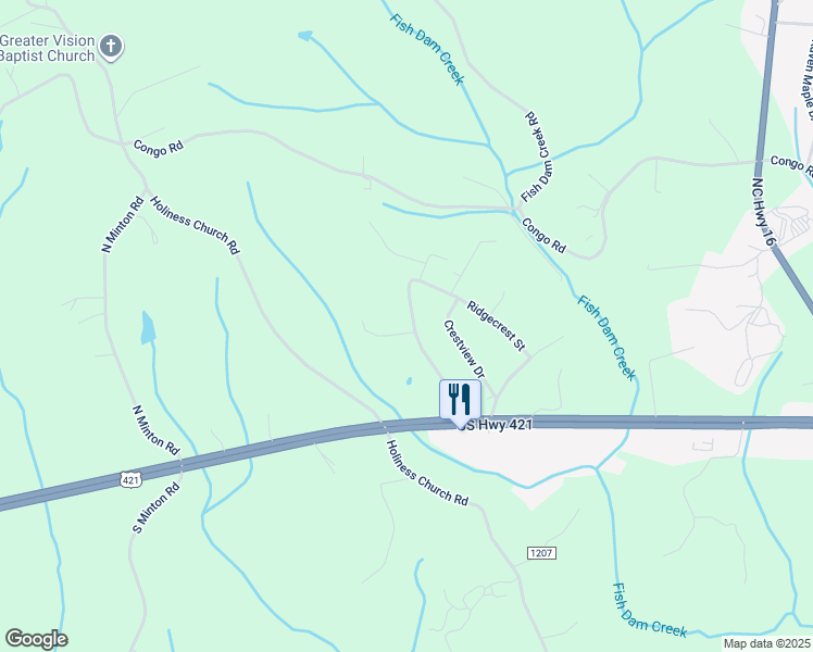 map of restaurants, bars, coffee shops, grocery stores, and more near 317 Ridgecrest Street in Wilkesboro