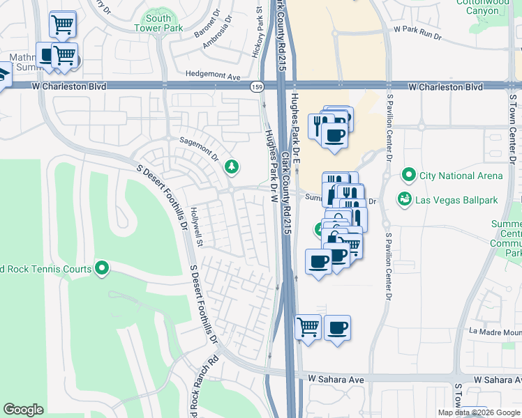 map of restaurants, bars, coffee shops, grocery stores, and more near 11207 Lemon Orchard Drive in Las Vegas
