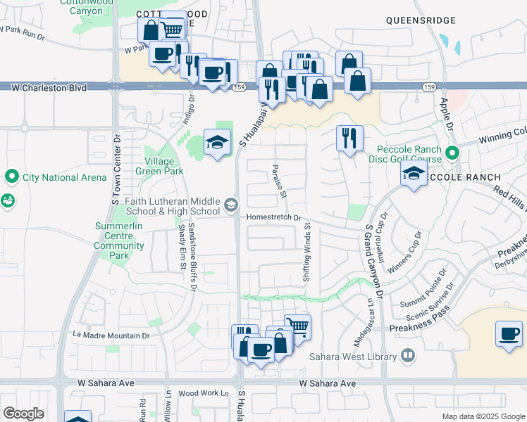 map of restaurants, bars, coffee shops, grocery stores, and more near 9937 La Paca Avenue in Las Vegas