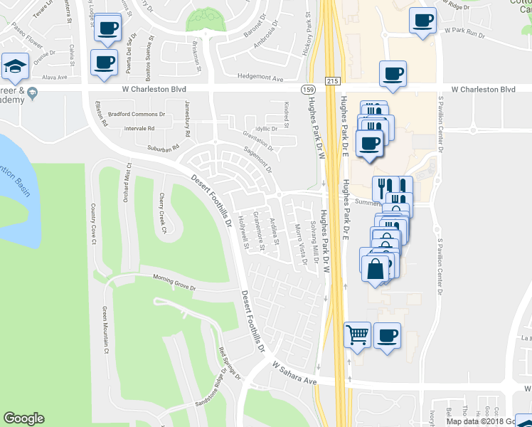 map of restaurants, bars, coffee shops, grocery stores, and more near 1815 Ardilea Street in Las Vegas