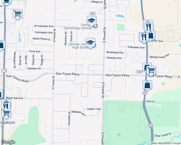 map of restaurants, bars, coffee shops, grocery stores, and more near 451 Gascony Avenue in Springdale