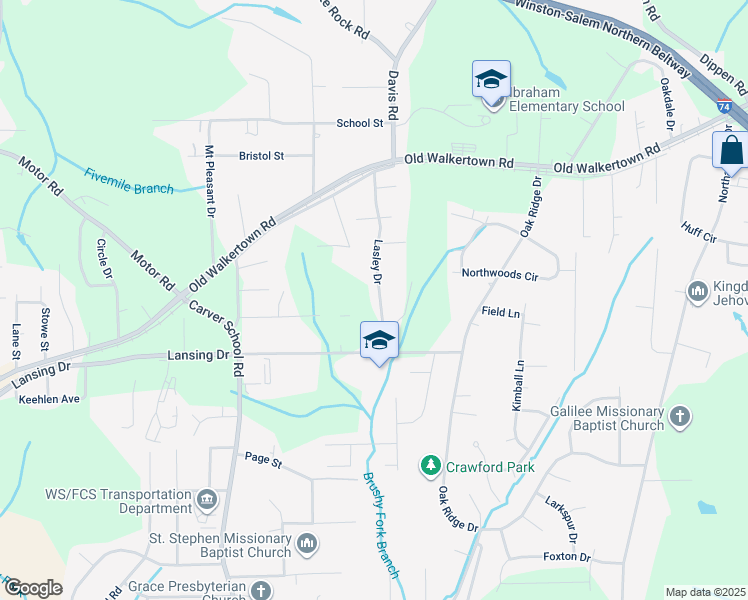 map of restaurants, bars, coffee shops, grocery stores, and more near 4528 Lasley Drive in Winston-Salem