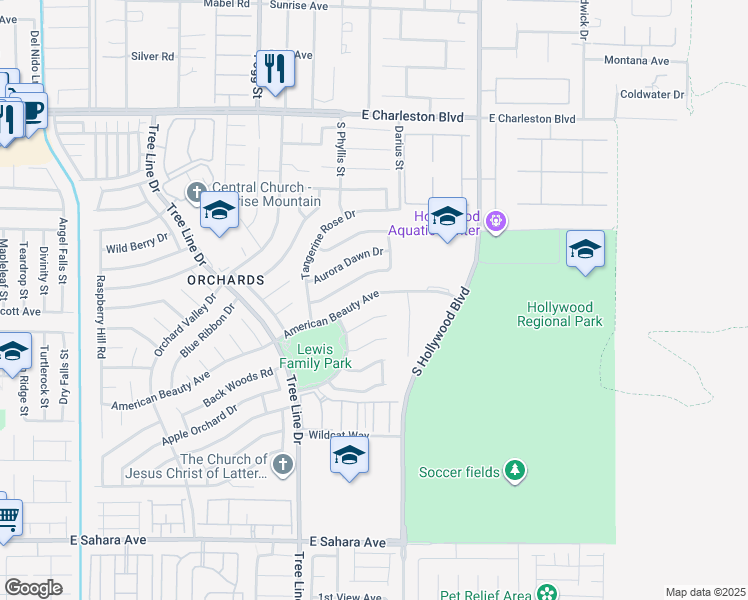 map of restaurants, bars, coffee shops, grocery stores, and more near 6559 American Beauty Avenue in Las Vegas