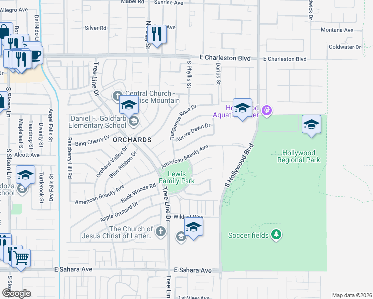 map of restaurants, bars, coffee shops, grocery stores, and more near 6503 Violet Breeze Way in Las Vegas