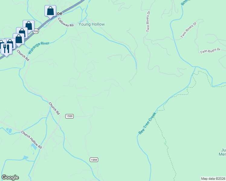map of restaurants, bars, coffee shops, grocery stores, and more near 606 Jackson Ridge Road in Boone