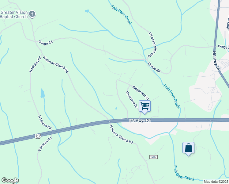 map of restaurants, bars, coffee shops, grocery stores, and more near 317 Ridgecrest Street in Wilkesboro