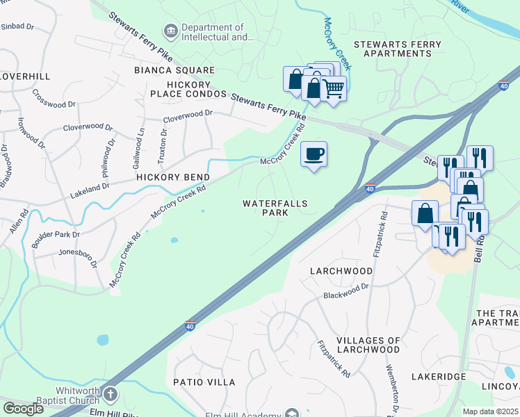 map of restaurants, bars, coffee shops, grocery stores, and more near 3307 Falls Creek Drive in Nashville