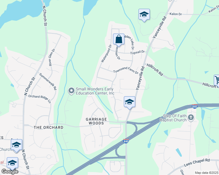 map of restaurants, bars, coffee shops, grocery stores, and more near 5405 Carriage Woods Drive in Browns Summit