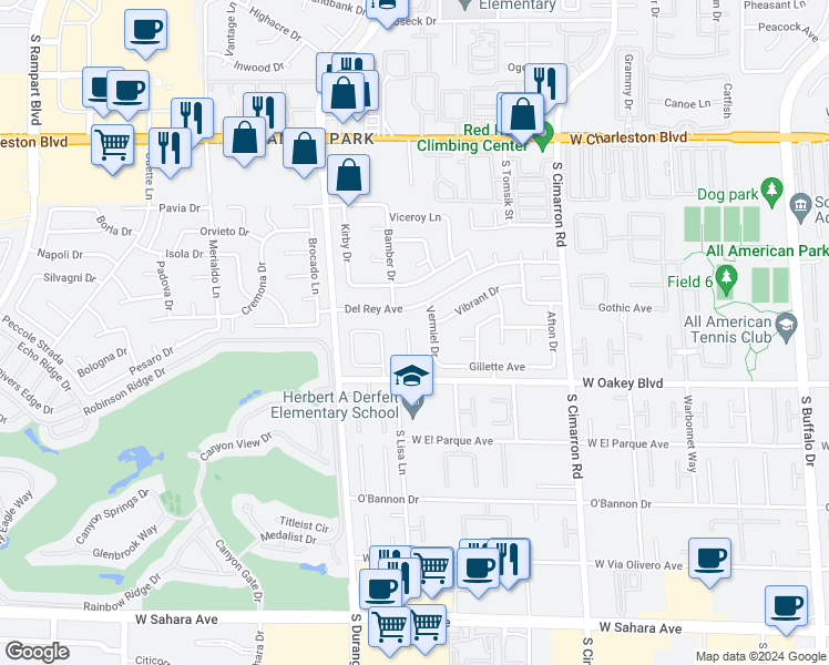 map of restaurants, bars, coffee shops, grocery stores, and more near 1608 Diamond Oak Court in Las Vegas