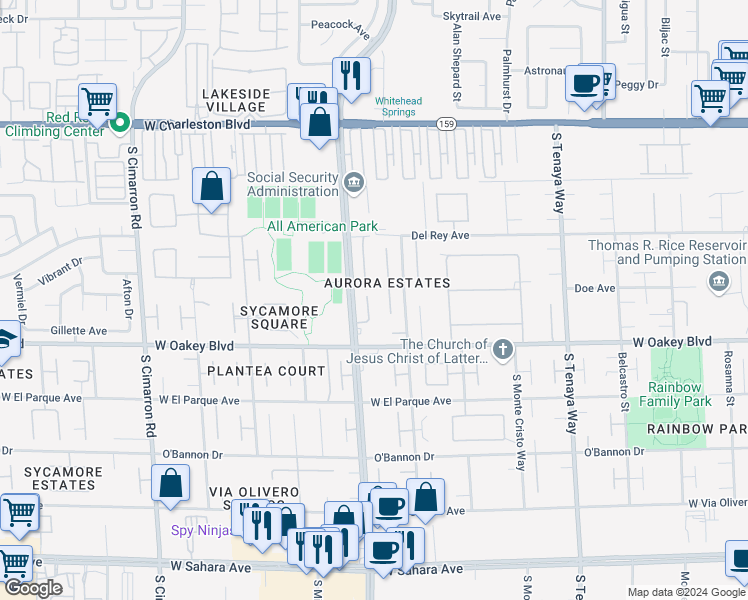 map of restaurants, bars, coffee shops, grocery stores, and more near 1612 Quartz Ledge Court in Las Vegas