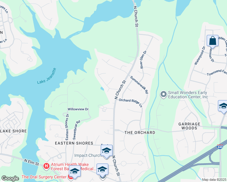 map of restaurants, bars, coffee shops, grocery stores, and more near 403 Hannah McKenzie Drive in Greensboro