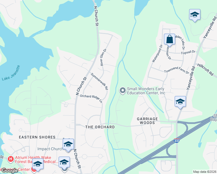 map of restaurants, bars, coffee shops, grocery stores, and more near 605 Summerwalk Road in Greensboro