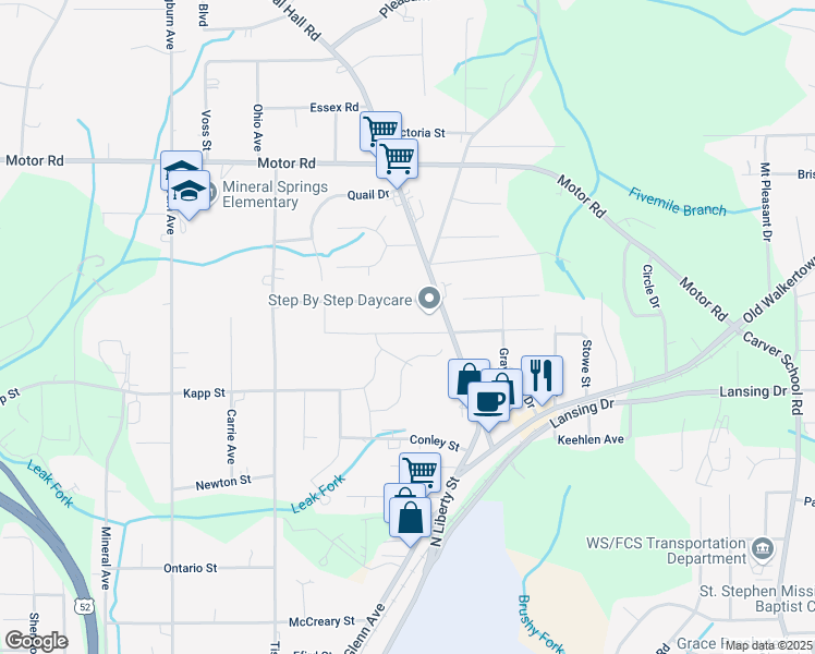map of restaurants, bars, coffee shops, grocery stores, and more near 1119 Don Avenue in Winston-Salem