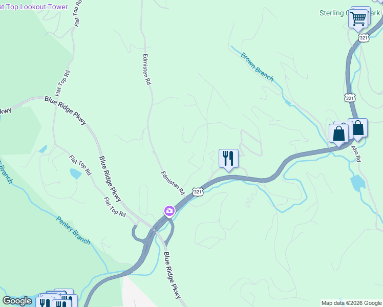 map of restaurants, bars, coffee shops, grocery stores, and more near 221 Boulder Lane in Blowing Rock