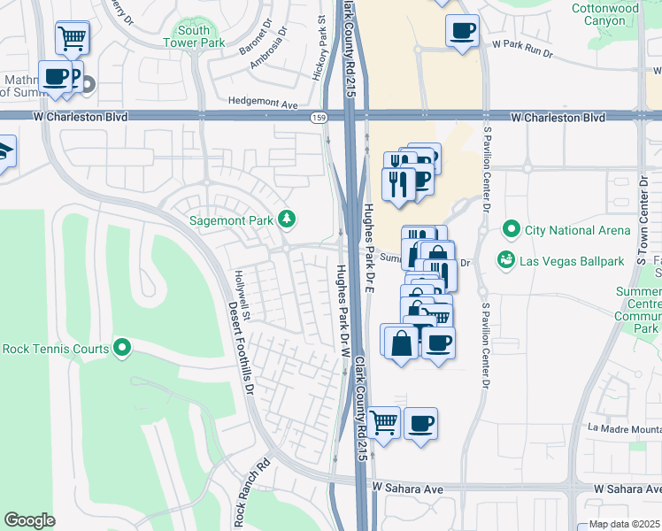 map of restaurants, bars, coffee shops, grocery stores, and more near 1820 Solvang Mill Drive in Las Vegas