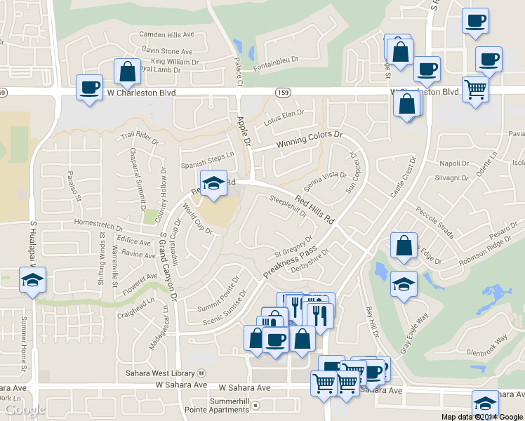 map of restaurants, bars, coffee shops, grocery stores, and more near 9428 Drew Court in Las Vegas