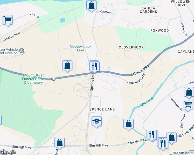map of restaurants, bars, coffee shops, grocery stores, and more near in Nashville