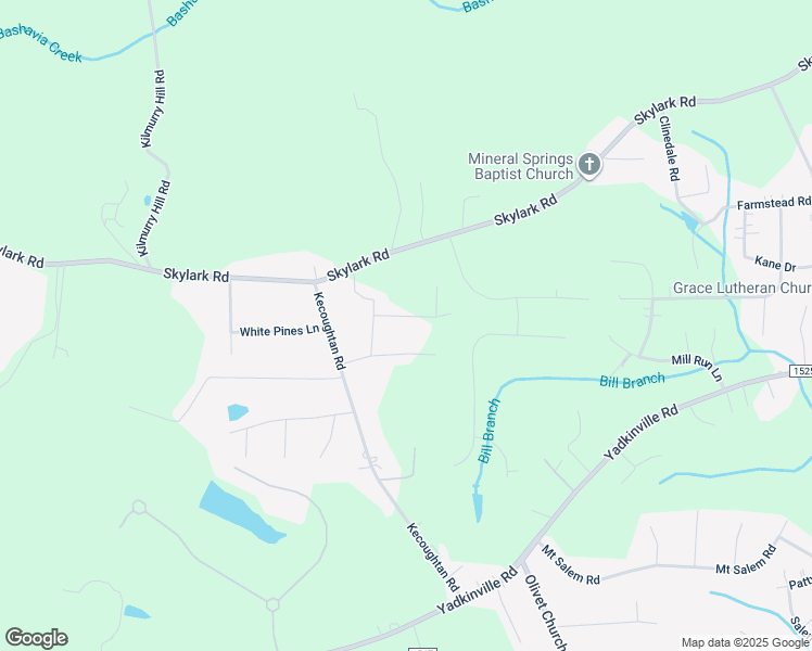 map of restaurants, bars, coffee shops, grocery stores, and more near 5910 La Sierra Drive in Pfafftown
