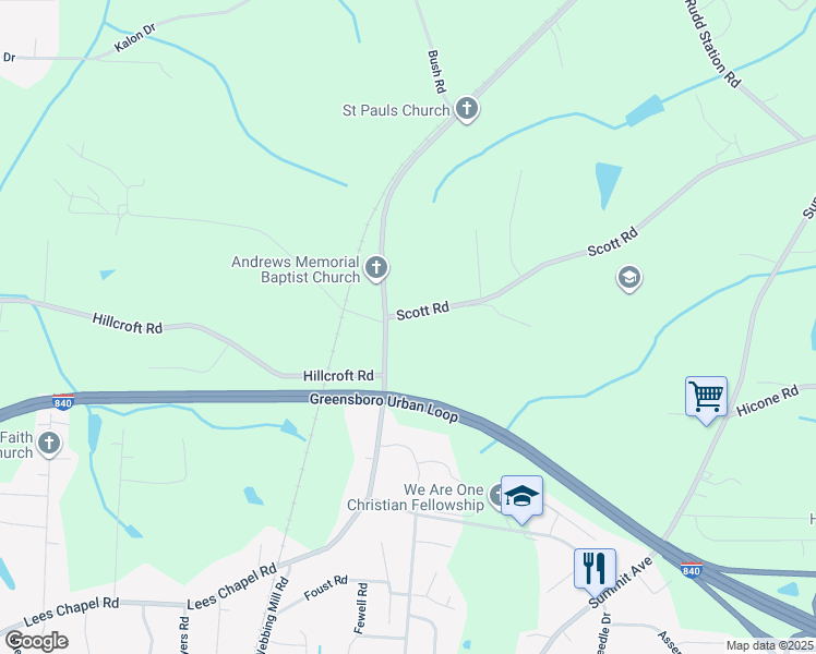 map of restaurants, bars, coffee shops, grocery stores, and more near 2012 Scott Road in Browns Summit