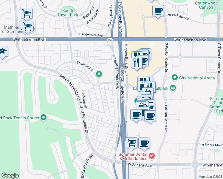 map of restaurants, bars, coffee shops, grocery stores, and more near 1819 Solvang Mill Drive in Las Vegas