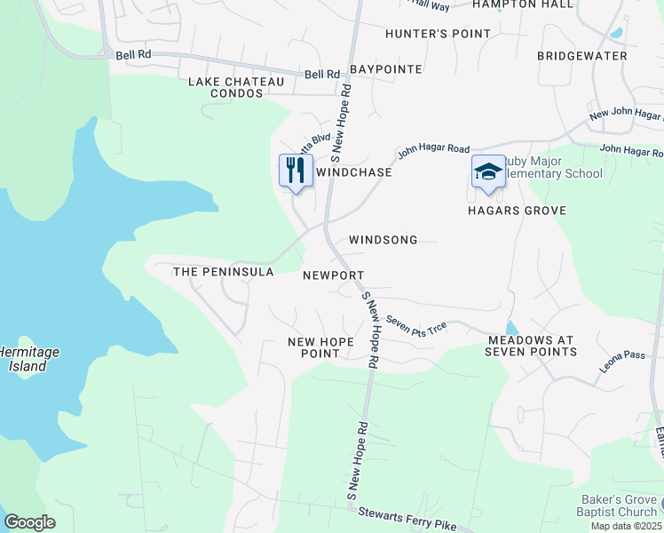 map of restaurants, bars, coffee shops, grocery stores, and more near 4905 Southport Cove in Nashville