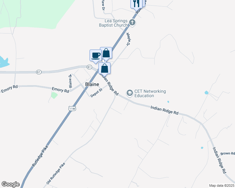 map of restaurants, bars, coffee shops, grocery stores, and more near 231 Indian Ridge Road in Blaine