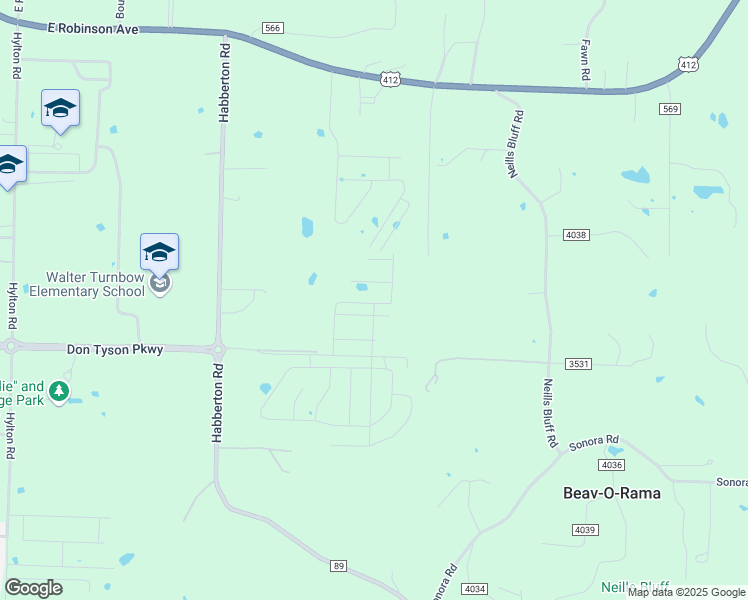 map of restaurants, bars, coffee shops, grocery stores, and more near 5438 Horn Lane in Springdale