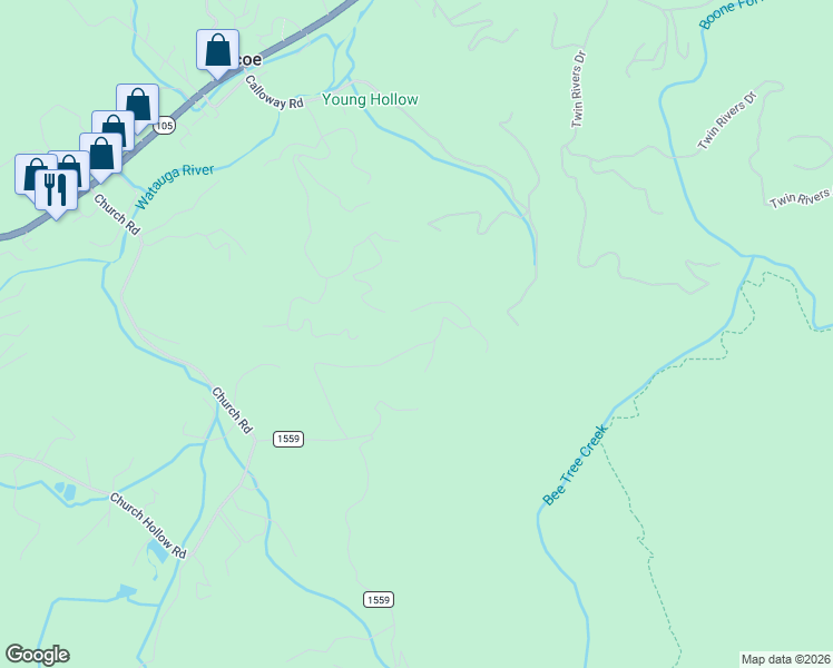 map of restaurants, bars, coffee shops, grocery stores, and more near 606 Jackson Ridge Road in Boone