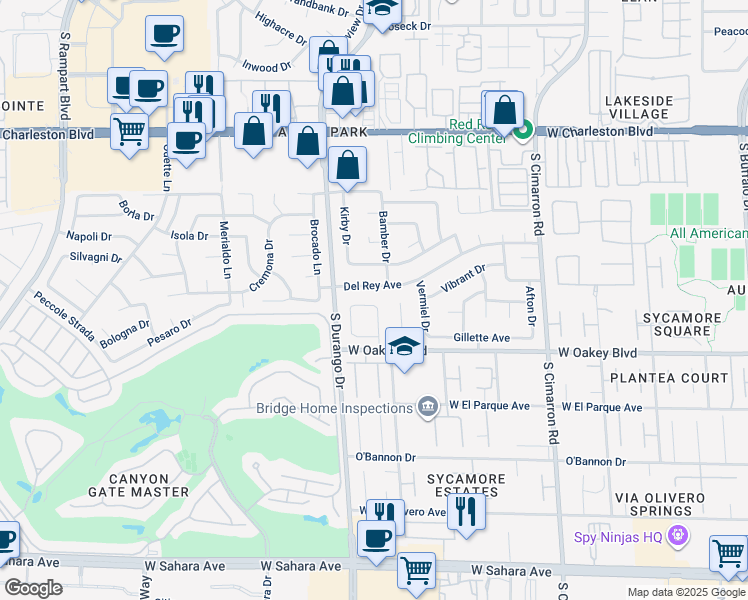 map of restaurants, bars, coffee shops, grocery stores, and more near 8504 Montago Valley Avenue in Las Vegas